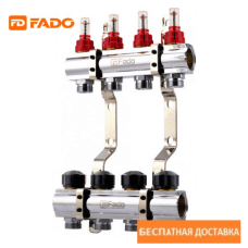 FADO (Италия) коллектор распределительный 1"х3/4"х 4 выхода